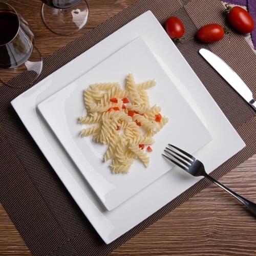 Jingdezhen Ceramic Pure White Lead-free Dish Bone China Square Dishes Steak Western Food Main Course Ceramica Plate Tableware