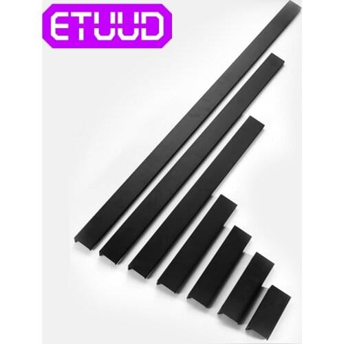 Fashion Black Hidden Cabinet Handles Aluminium Alloy Kitchen Cupboard Pulls Drawer Knobs Bedroom Door Furniture Handle Hardware