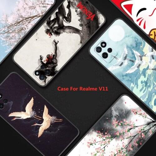 Cartoon landscape Painting Case For OPPO Realme V11 5G RMX3121,TPU Painted Mobile Phone Shell Lovely Color Case.17 Colors