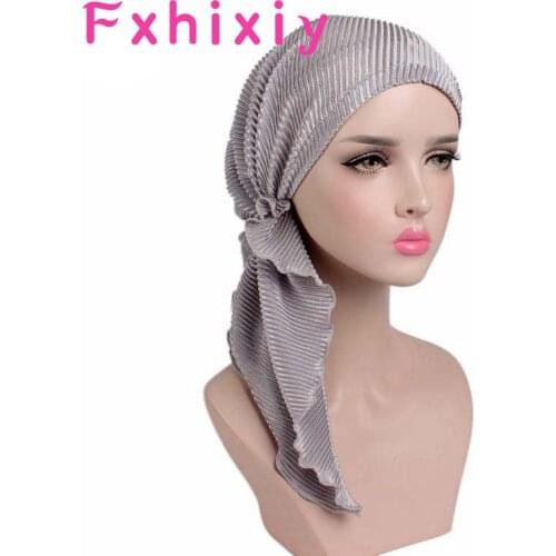 Muslims Women Ruffle Turban Hat Headscarf Cancer Chemo Beanies Chemotherapy Caps Bandana Headwear Headwrap Hair Loss Cover