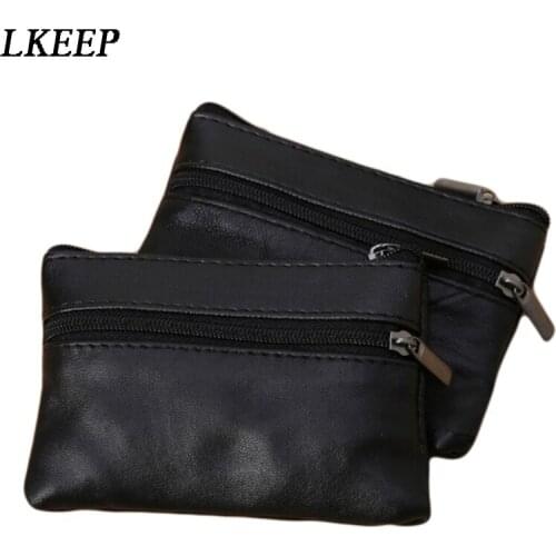 Men Ladies Card Coin Key Soft Holder Zip Leather Wallet Pouch Bag Purse Gift New Fashion Black Mini Coin Holders