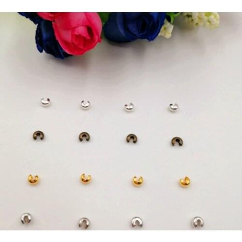 100pcs 3mm Silver/Gold/Rhodium/Bronze Crimp End Beads DIY Jewelry Accessories For Bracelet Necklace Jewelry Making Accessories