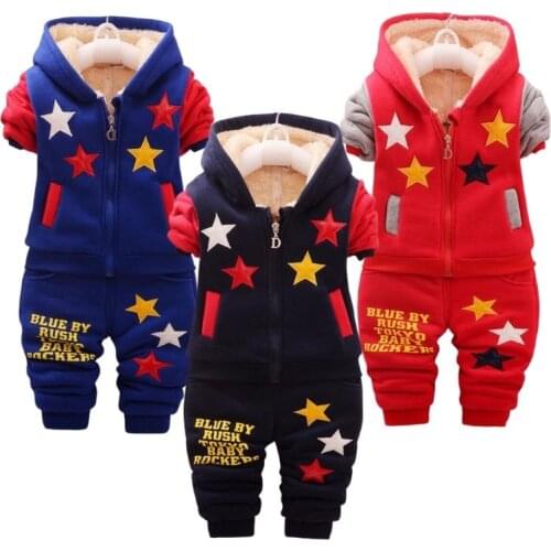 Autumn Winter Baby Boy Clothing Set Long Sleeve Star Zipper Cardigan Jacke Top Pants 2 Piece Set Boys Child Casual Sport Suit