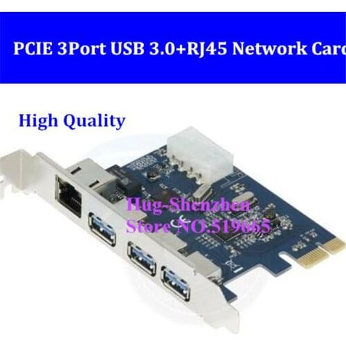 PCI-e to External 3 ports USB 3.0+ RJ45 Gigabit Ethernet Network card USB3.0 + 1000M LAN Combo PCI express card