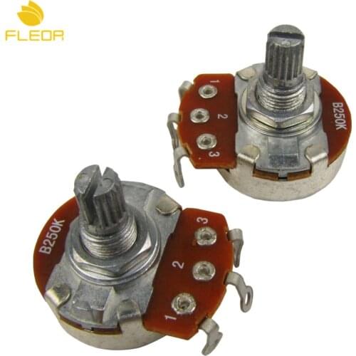 FLEOR 2pcs Full Size Guitar Potentiometers Pots B250K 15mm Short Split Shaft for Electric Guitar Bass
