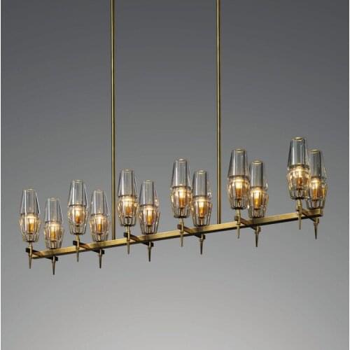 All-bronze post-modern dining room chandelier Jian Mei Nordic designer all-bronze lamp study bar counter model room villa lamp