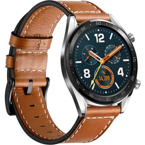 Leather Watch Bands for Huawei Watch GT2 46mm/GT Band 22mm Wristband Strap for Samsung Galaxy Watch 46mm 42mm Wrist Bracelet