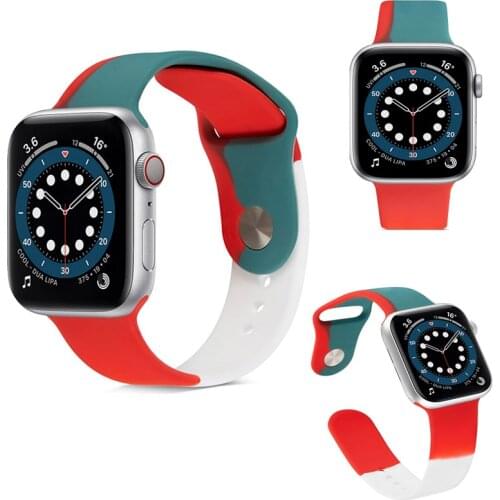 Silicone Watchband 38mm 40mm 42mm 44mm For Apple iWatch Series 6/5/4/3/2/1 Watch Strap Sport Wristbands