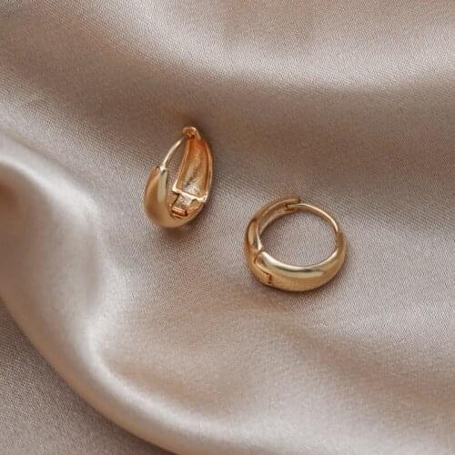 Gold Silver Color Alloy Geometric Huggie Earrings for Women Girls Ear Buckle Hoop Earrings Female Brinco Ear Ring Jewelry Gift