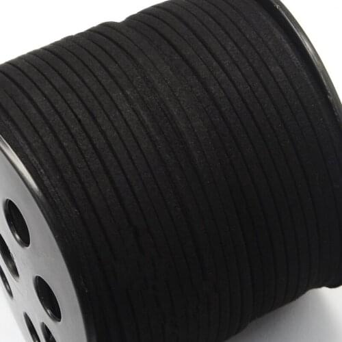 90m/roll 4mm Wide Flat Faux Suede Beading Cord Black Micro Fibre Leather Lace String 4x1.4mm