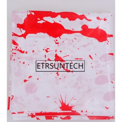 50pcs Bloody Tablecloth Table Cloth White TABLE COVER HALLOWEEN Party Prop Fake Blood Decorative Tablecloth 130 x 260cm