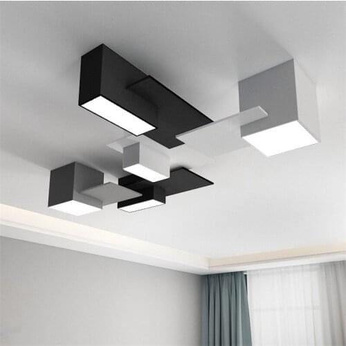 Nordic Modern Simple Ceiling Lamp Creative Box Geometry Combination Home Lighting Ceiling LED Acrylic Lamp Shade Ceiling Lights