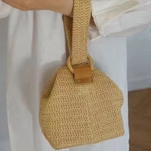 Fashion Linen Straw Bags Women Handbag Designer Rattan Wristlets Bag Chain Wicker Woven Shoulder Bag Bali Beach Tote 2021 New