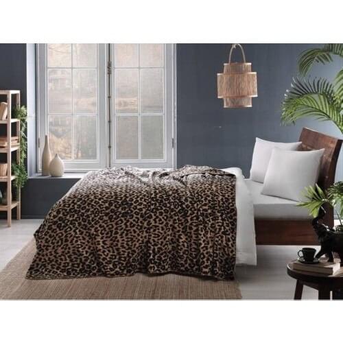 Tac Cotton Blanket Leopard Single Person Brown - Black
