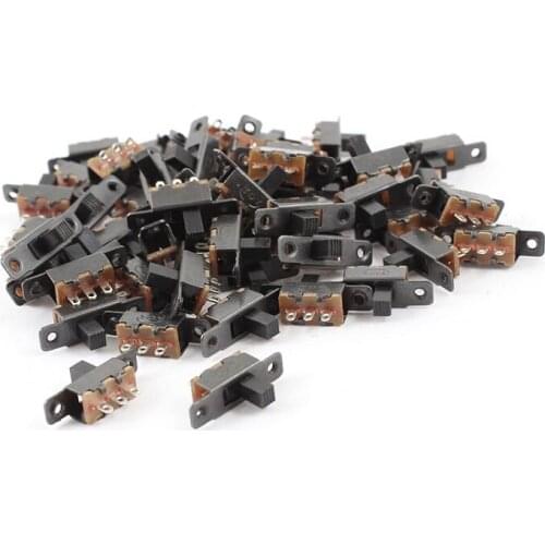 WSFS Hot 55 Pcs 3 Terminals PCB Mount 2 Position 1P2T Mini Slide Switch