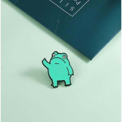 Cocky Funny Frog Enamel Pin Needle Paint Green Cartoon Froggy Caps Clothes Backpack Metal Pin Badge Animal Jewelry Birthday Gift