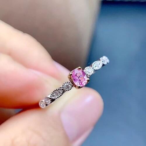 Pure Cute Natural Pink Sapphire Ring for Women Party Transparent colorful Gemstone 4x3mm Fine jewelry High Quality S925 Silver