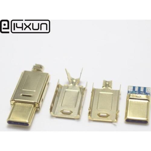 1/2/5Pcs Gold Plated USB-C 3.1 DIY OTG Plug USB-3.1 4Pin / 5Pin Welding Male Jack Type C Connector with PCB Board Terminal