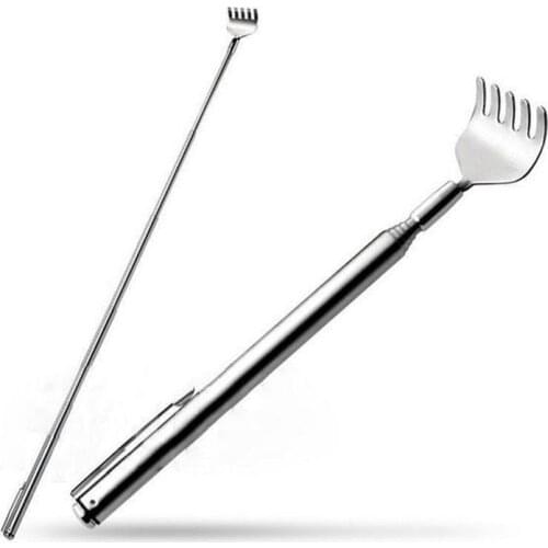 1pcs Back Scratcher Telescopic Pen Stainless Steel Retractable Telescopic Clip Portable Back Tickle Stick Itch Massage Tool