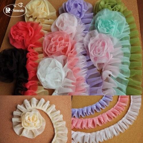 10yards/lot 10 Colors Selectable Delicate Lace Net Yarn Folds Lace Hem Dress Child DIY Clothing AccessoriesRS993