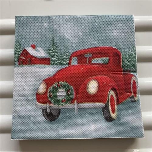 20 vintage Christmas napkin paper tissue Xmas Santa Claus deer snow flower handkerchief decoupage wedding birthday party decor