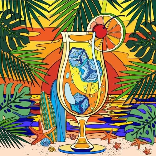 5D DIY Poured Glue Diamond Painting Kits Scalloped Edge Unique Handcraft Gift Home Wall Decoration Soft Canvas