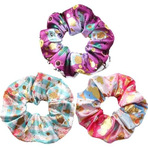 David accessories 1Pcs Flower Unicorn Print Laser Fabric Hair Scrunchies Hair Rope,Hair Accessories Women Decor,c11809