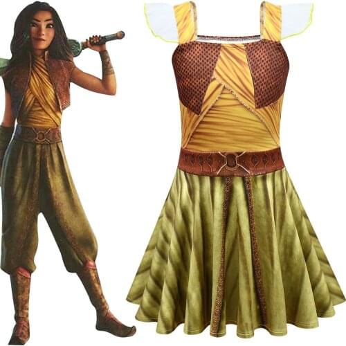 Raya and The Last Dragon Costume Ballet Dress Little Girl Princess Dresses Children Summer Raya Cosplay Clothes Kids Party Dress
