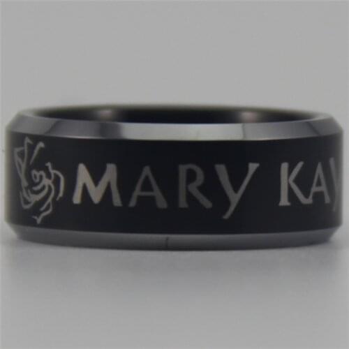 Free Shipping YGK JEWELRY Hot Sales 8MM Black Mary Kay Design New Tungsten Comfort Fit Ring Gift Ring