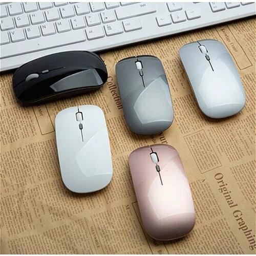 Erilles Rechargeable Optical Wireless Mouse Slient Button Ultra Thin Mini Optical Ultrathin USB 2.4G Mice for Computer Laptop PC