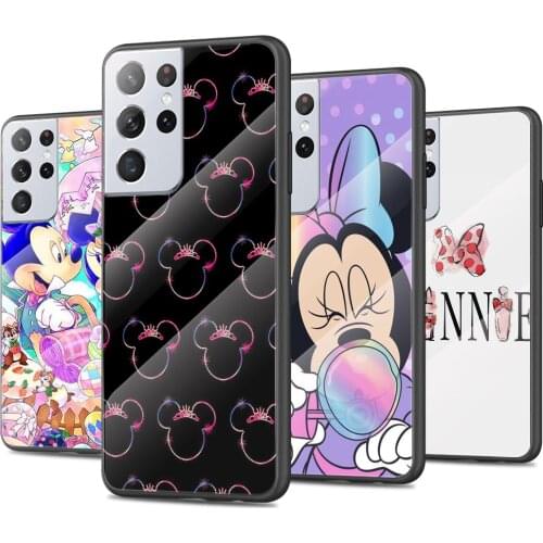 Minnie Mouse Heart Tempered Glass Cover For Samsung Galaxy S21 Plus Ultra M21 M31 M51 A52 A72 Phone Case Coque