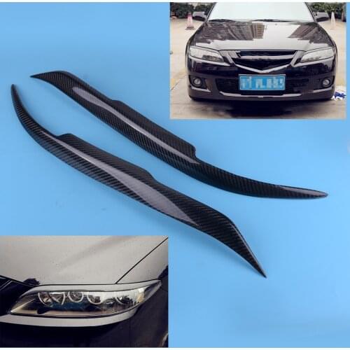 CITALL 2PCS Auto Carbon Fiber Style Headlight Eyebrow Eyelid Cover Trim Fit for Mazda 6 2003 2004 2005 2006 2007 2008