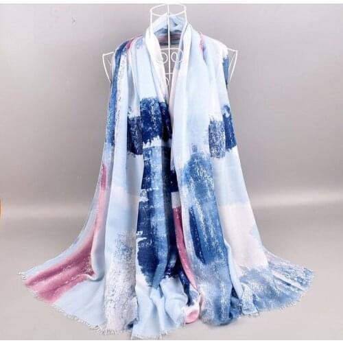 Colorful Satin Cotton Linen Printed Scarf Wholesale Womens Scarf