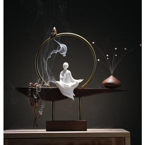 Backflow Incense Burner Holder Buddhist Incense Burner Fountain Statue Sandalwood Quemador Incienso Burner Incense BA6