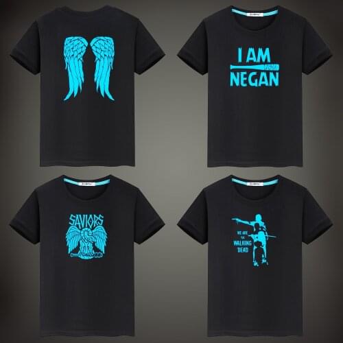 Childrens Tshirt The Walking Dead Printing Fluorescent Luminous Boys Girls T-shirt Cotton Kids Men Casual Fashion Tees Tops
