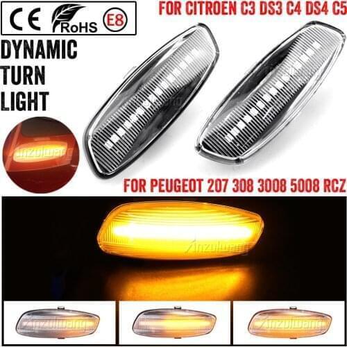 Dynamic LED Side Marker Light Signal Blinker for Citroen C4 Coupe Picasso C3 C5 X7 DS3 DS4 Peugeot 207 308 3008 5008 RCZ Partner