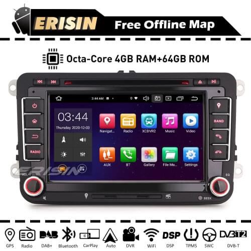 Erisin ES8148V Autoradio 7" Car Radio for VW Sharan Touran Passat SKODA CD DVD CarPlay GPS SatNav Radio DAB FM Bluetooth OBD DVR