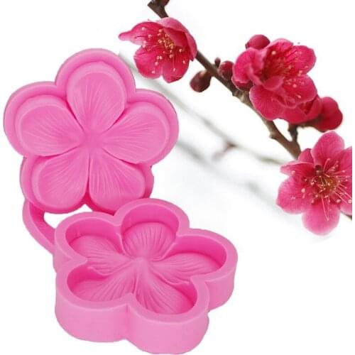 Plum Flower Shape Mold Baking Silicone Fondant Mold Cake Embossing Printing Mold Plug-In DIY Baking Tools Factory Direct Supply