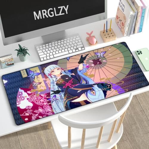 Hot Sale Cute Girl Ayaka Anime Mouse Pad Genshin Impact Large Mousepads Gaming Accessoroes Laptop Mechanical Keyboard Desk Mat