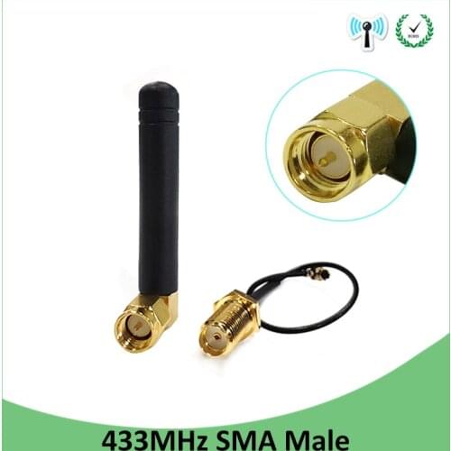 20pcs 433MHz Antenna 3dbi SMA Male Connector 433 MHz Directional Antena Small Size Waterproof Antenne +21cm RP-SMA Pigtail Cable