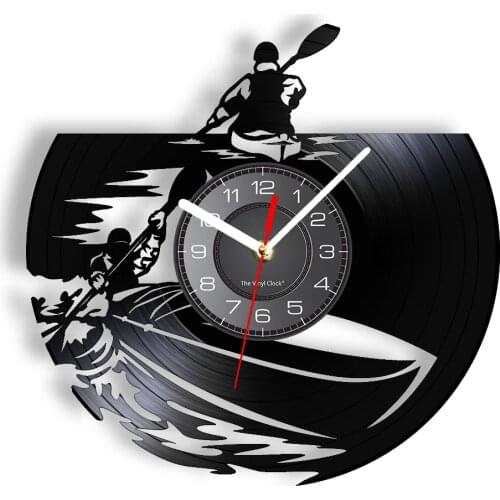 Rowing Wall Clock Made Of Real Vinyl Record River Boat Oar Water Sports Wall Watch With LED Nightlight Gift For Boating Lovers