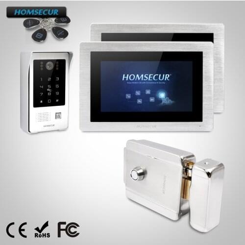 HOMSECUR 7" Video&Audio Smart Doorbell Door Intercom with Memory Monitor & Electric Lock+Keys Included BC091 +BM714-S