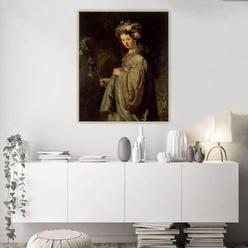 Citon《Flora》Rembrandt Canvas Art Oil Painting Famous Artwork Poster Picture Wall Background Decor Home Decoration