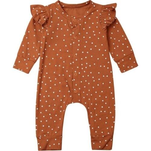 Spring Autumn Toddler Newborn Baby Girls Polka Dots Print Ruffles Romper Fly Long Sleeve Jumpsuit Playsuit Outfit Casual Clothes