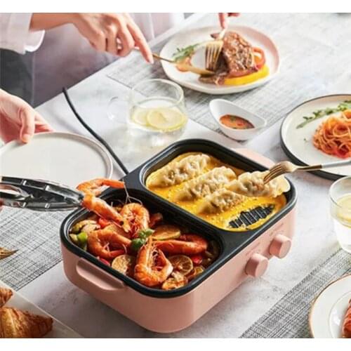 Korean electric cooker double temperature control barbecue, boiling and frying multi-purpose non stick light food