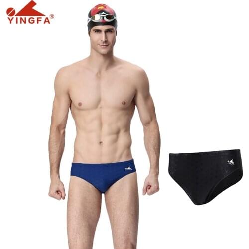 Men Swimwear Sharkskin Chlorine Resistant Swim Triangle Pant Professional Training Swimming Trunks Yingfa Quick Drying Shorts
