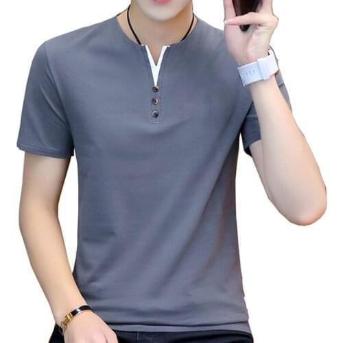 Mens Solid Color Cotton Spandex Short Sleeve Solid O Neck T-shirt Slim For Business Men Slim Fit Casual T-Shirt Men Fashions