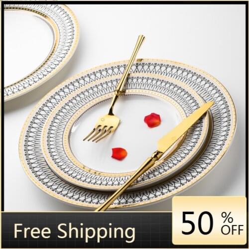 Portable Plate Set Porcelain Luxury Plates Dinner Serving Tableware Dinner Sets Crockery Pratos De Jantar Conjunto Plates Set