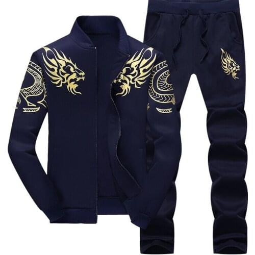 2021 New Style Leading Sweater Mens Spring and Autumn Mens Sports Suit Stand-collar Cardigan Jacket Mens Casual Street Suit