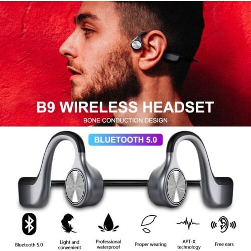 E9 Newest Wireless Bone Conduction Headphones Bluetooth 5.0 Binaural Stereo Bone Headset Waterproof Sports Neck Hanging headset